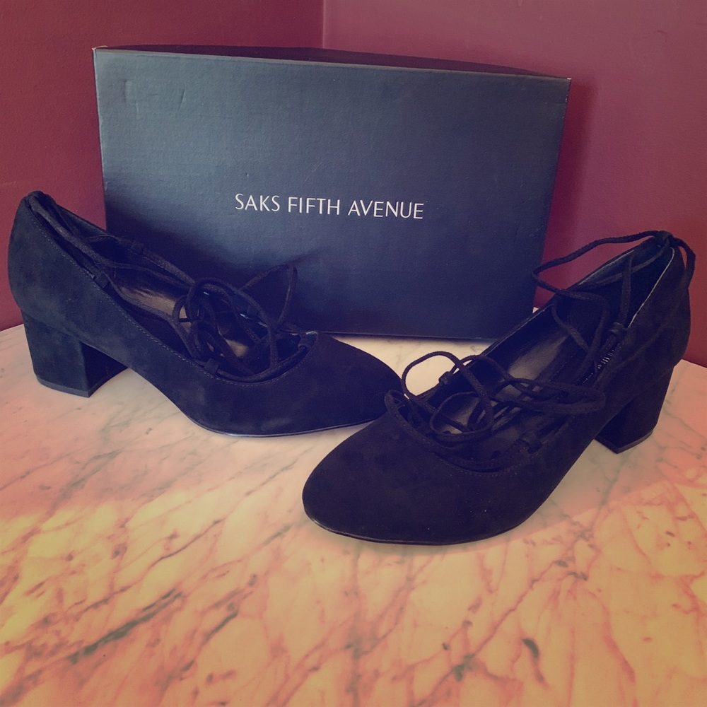 Saks Fifth Avenue Lace Up Low Heel